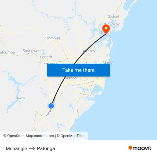 Menangle to Patonga map