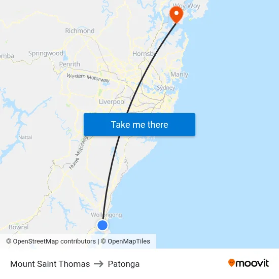 Mount Saint Thomas to Patonga map