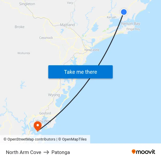 North Arm Cove to Patonga map