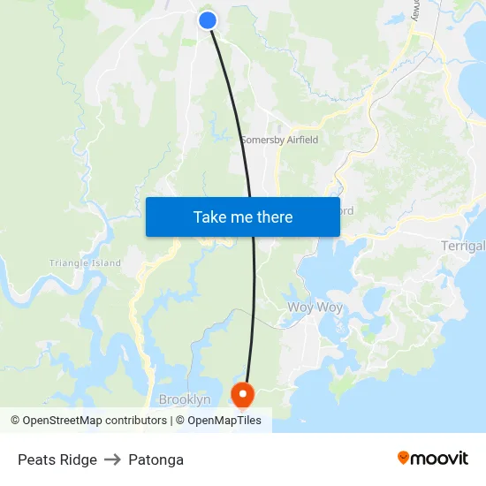 Peats Ridge to Patonga map