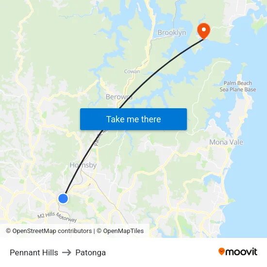 Pennant Hills to Patonga map