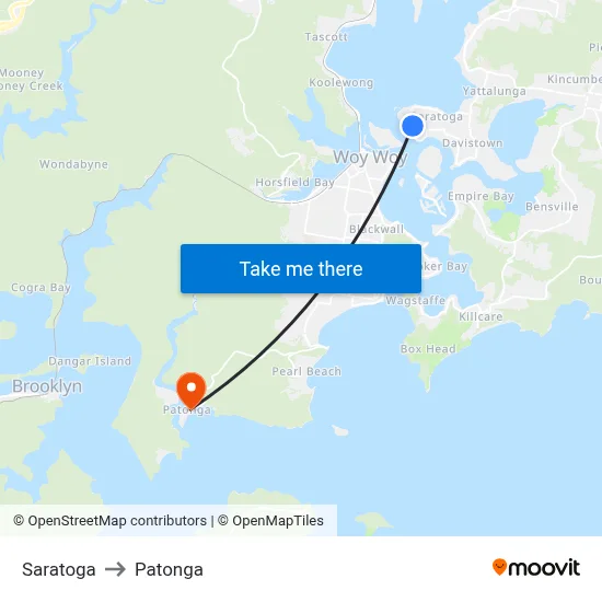 Saratoga to Patonga map