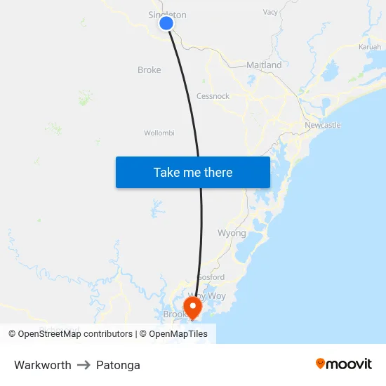 Warkworth to Patonga map