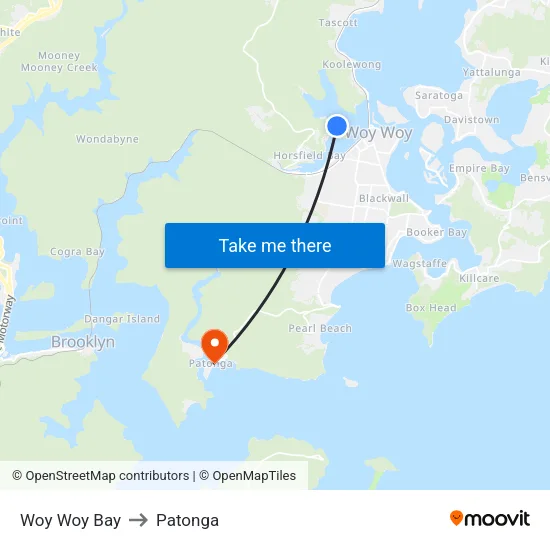 Woy Woy Bay to Patonga map