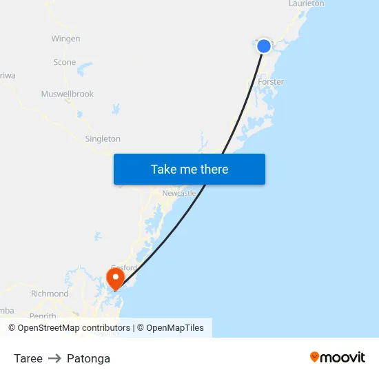 Taree to Patonga map
