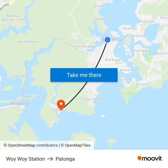 Woy Woy Station to Patonga map