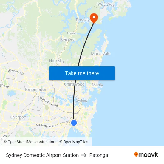 Sydney Domestic Airport Station to Patonga map