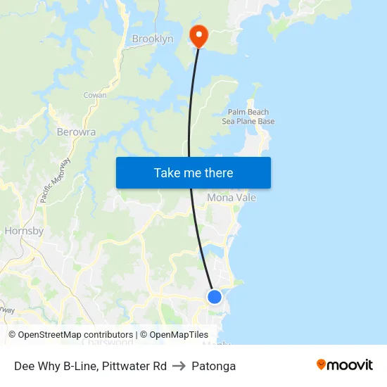 Dee Why B-Line, Pittwater Rd to Patonga map