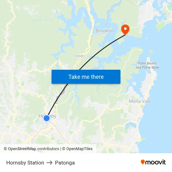 Hornsby Station to Patonga map