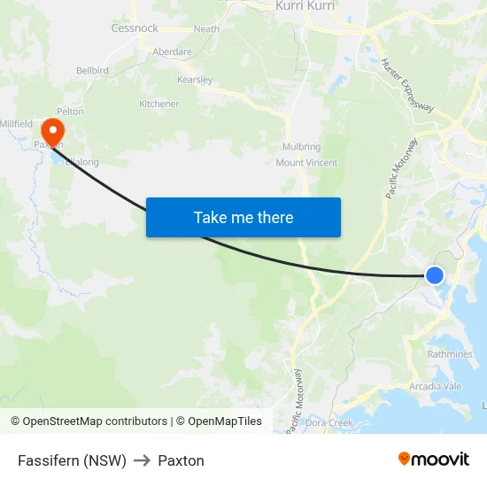 Fassifern (NSW) to Paxton map