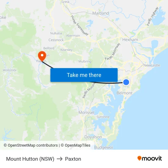 Mount Hutton (NSW) to Paxton map
