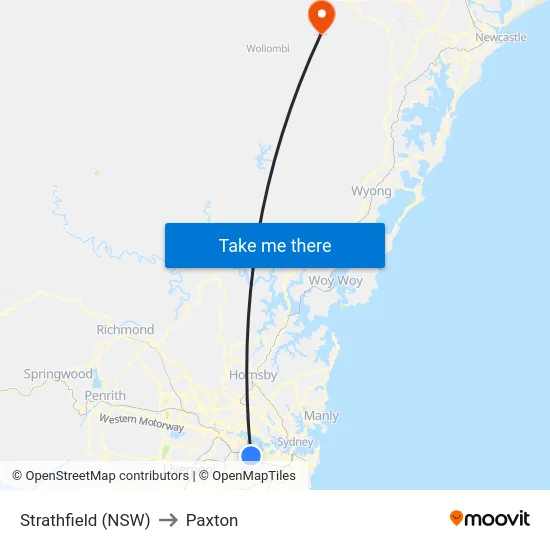 Strathfield (NSW) to Paxton map