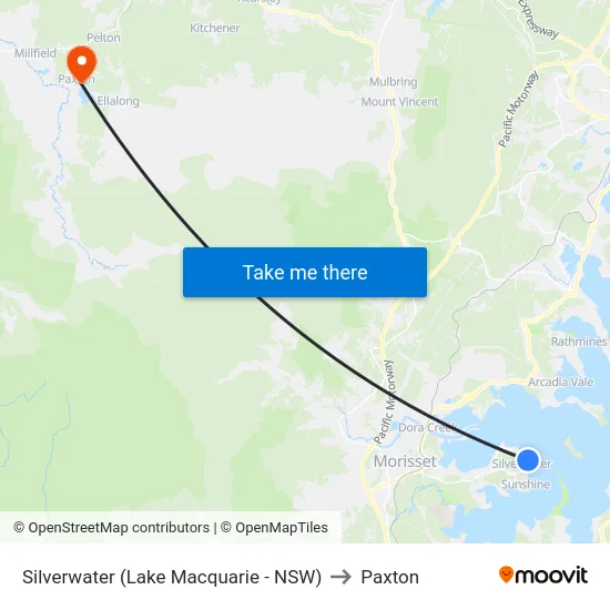 Silverwater (Lake Macquarie - NSW) to Paxton map