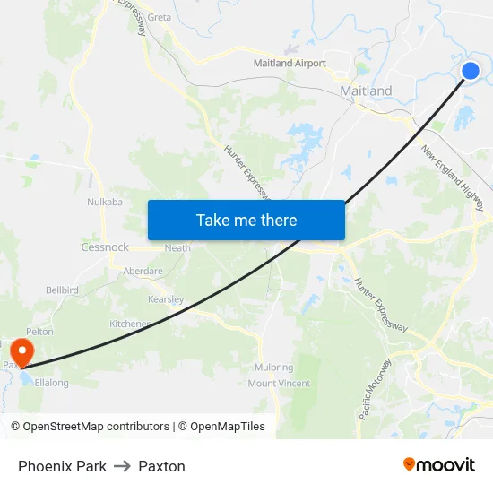 Phoenix Park to Paxton map