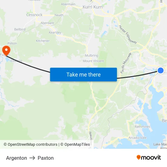 Argenton to Paxton map