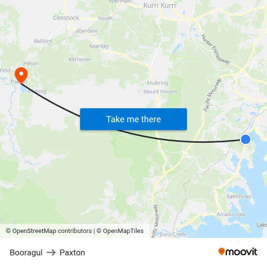 Booragul to Paxton map