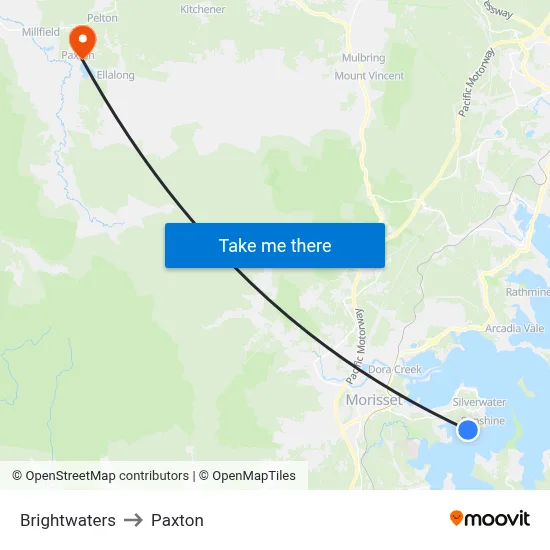 Brightwaters to Paxton map