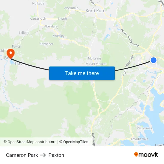 Cameron Park to Paxton map