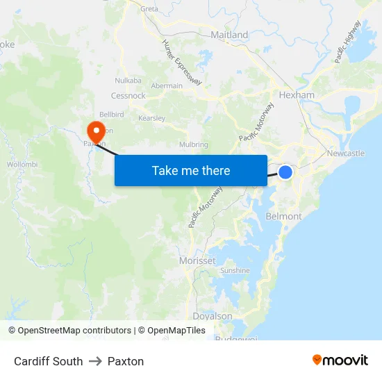 Cardiff South to Paxton map