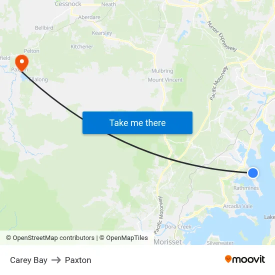 Carey Bay to Paxton map
