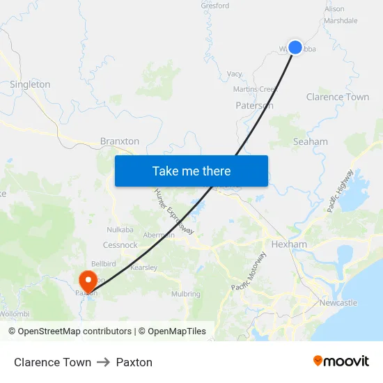 Clarence Town to Paxton map