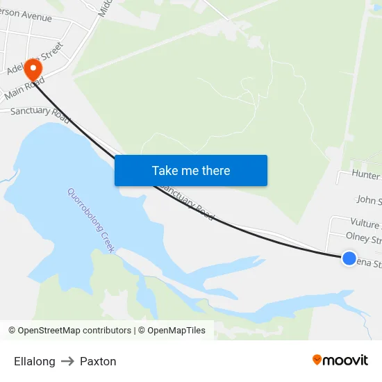 Ellalong to Paxton map