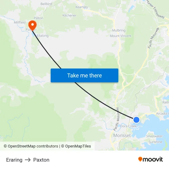 Eraring to Paxton map