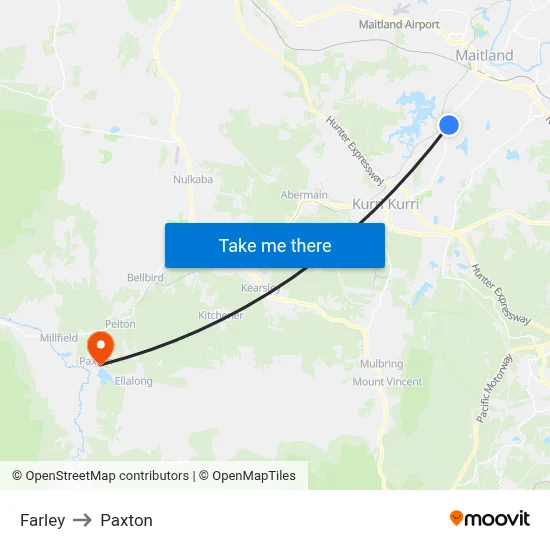 Farley to Paxton map
