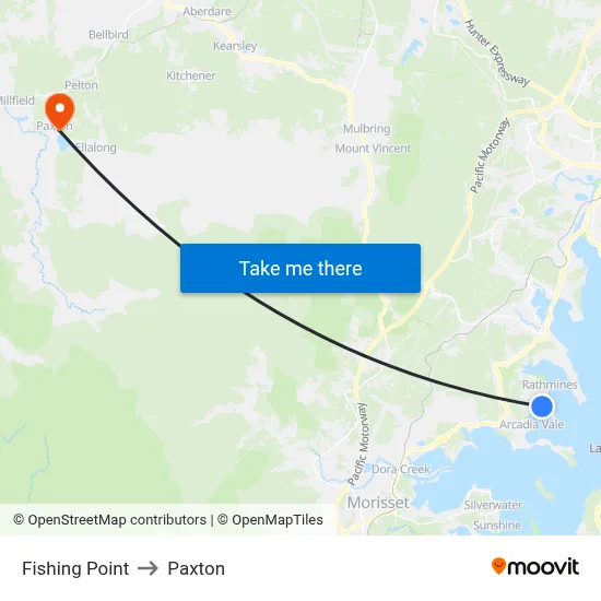 Fishing Point to Paxton map