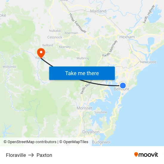 Floraville to Paxton map