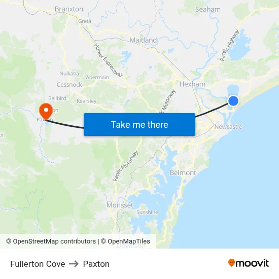 Fullerton Cove to Paxton map
