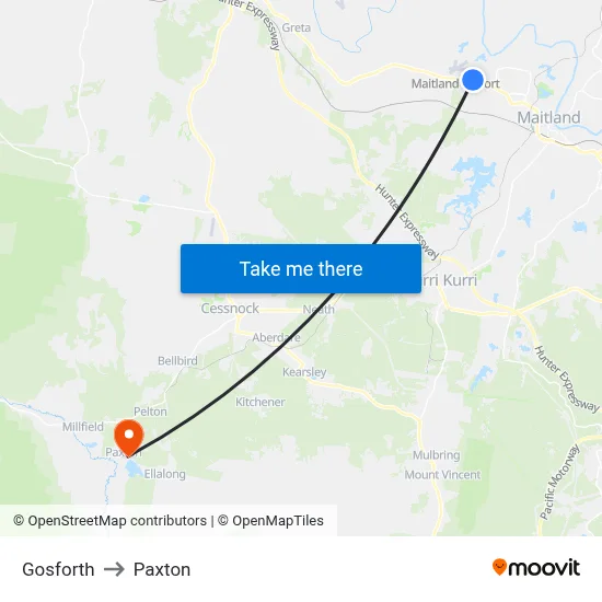 Gosforth to Paxton map