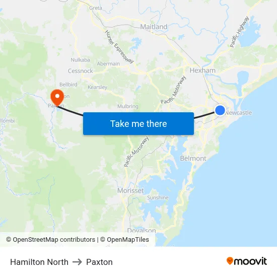 Hamilton North to Paxton map