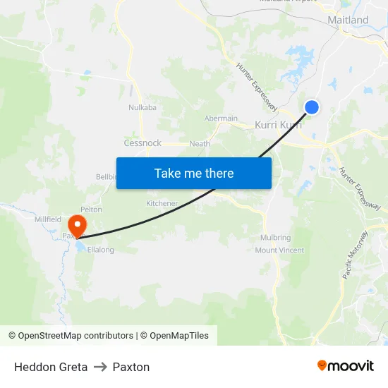 Heddon Greta to Paxton map