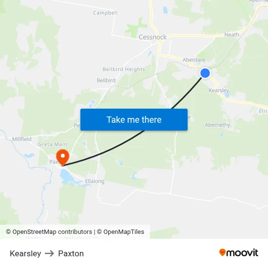 Kearsley to Paxton map