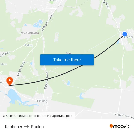 Kitchener to Paxton map