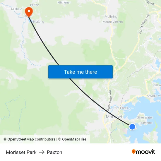 Morisset Park to Paxton map
