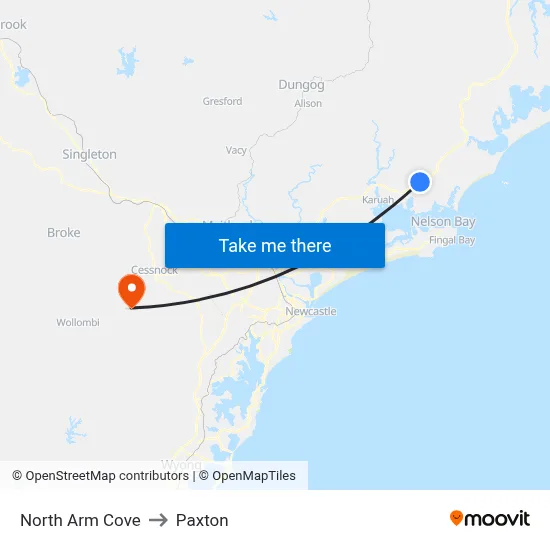North Arm Cove to Paxton map