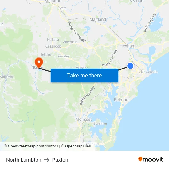 North Lambton to Paxton map