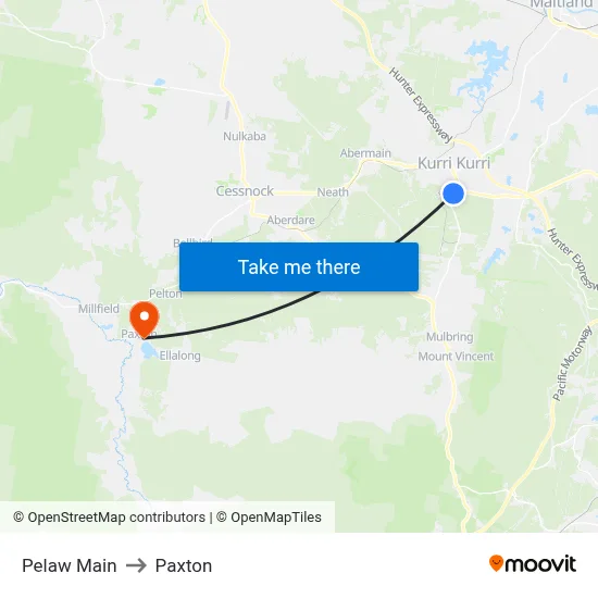 Pelaw Main to Paxton map