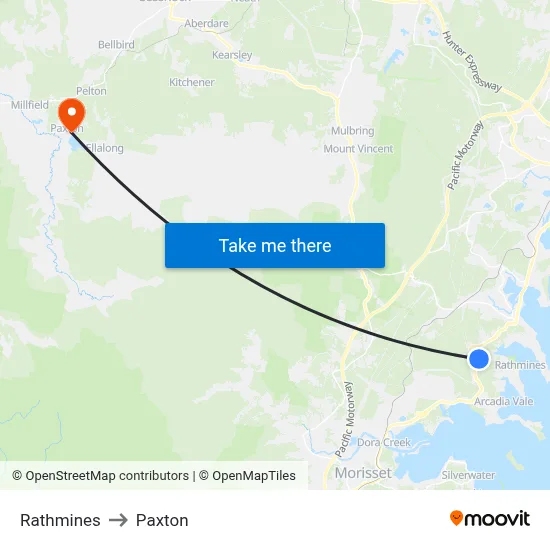 Rathmines to Paxton map