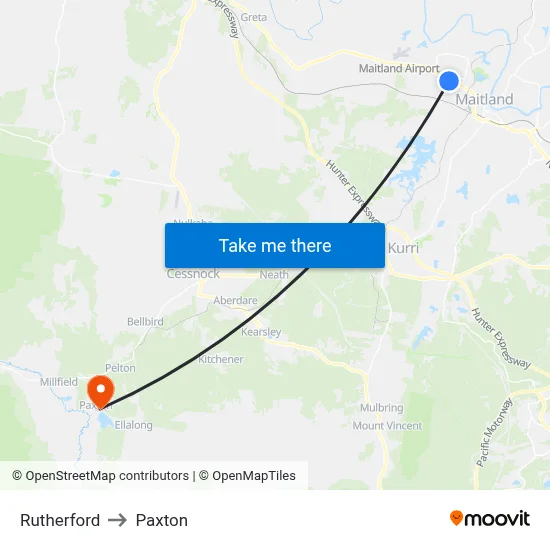 Rutherford to Paxton map