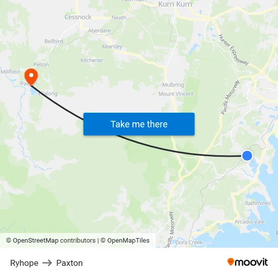 Ryhope to Paxton map