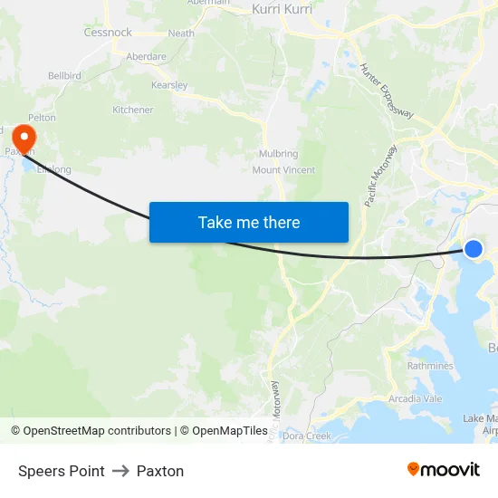 Speers Point to Paxton map