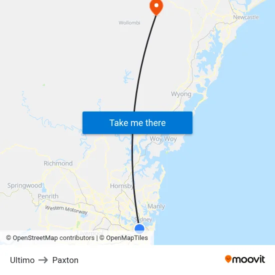 Ultimo to Paxton map