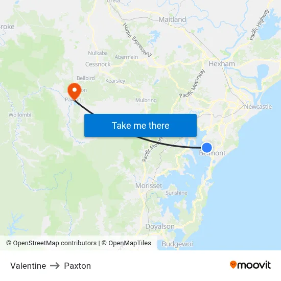 Valentine to Paxton map