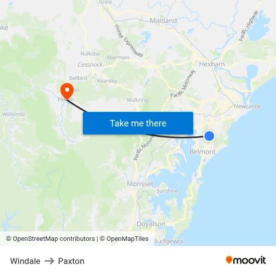 Windale to Paxton map