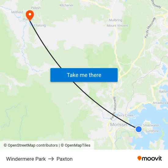 Windermere Park to Paxton map