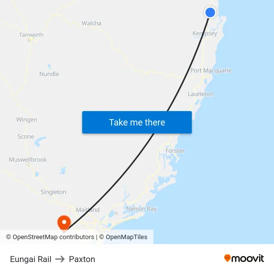Eungai Rail to Paxton map