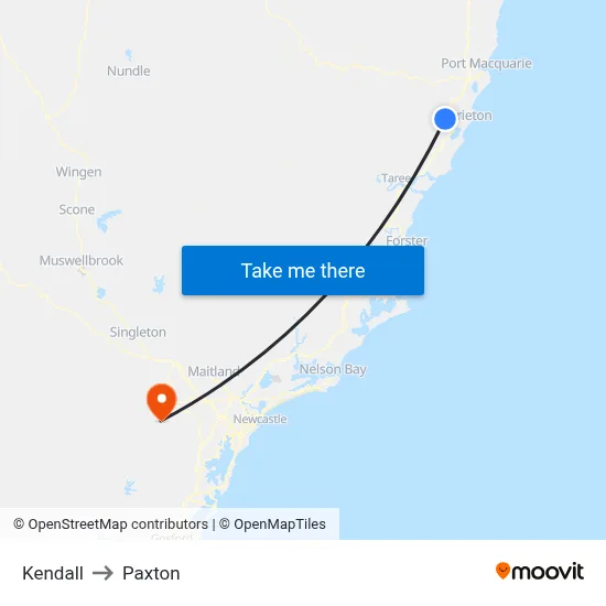 Kendall to Paxton map